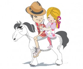 Hand drawn travel couple vector 02