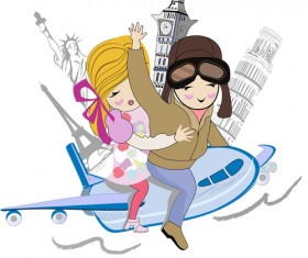 Hand drawn travel couple vector 03