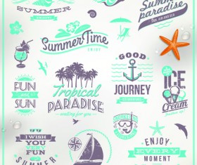 Happy summer holiday travel logos and labels vector 03