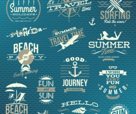 Happy summer holiday travel logos and labels vector 04