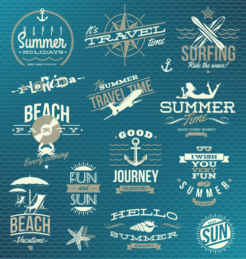 Download Happy summer holiday travel logos and labels vector 04 ...