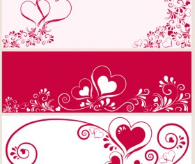 Heart with floral banner vector graphics