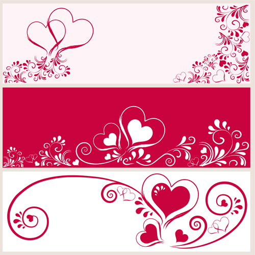Download Heart with floral banner vector graphics free download