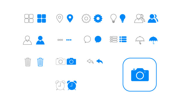 IOS7 commonly blue icons vector