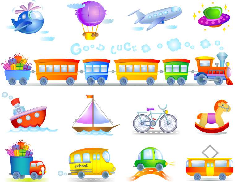 Kids toy cars and planes vector free download