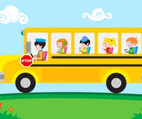 Kids with bus design vector