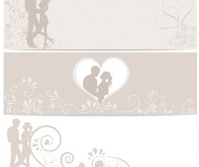 Lovers with heart design vector banners