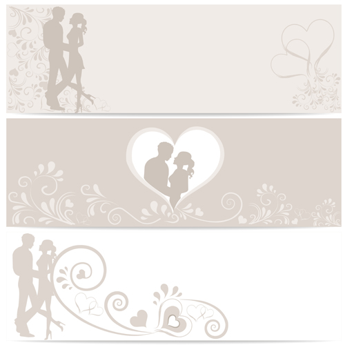 Lovers with heart design vector banners