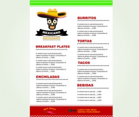 Mexican restaurant menu creative vector 01