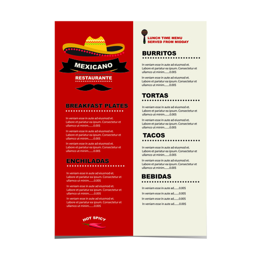 Mexican restaurant menu creative vector 02