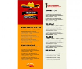 Mexican restaurant menu creative vector 04