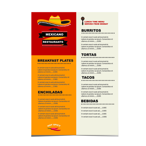 Mexican restaurant menu creative vector 04