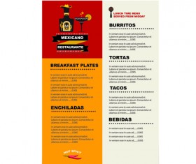Mexican restaurant menu creative vector 05