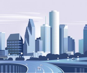 Modern city building design vector material 02