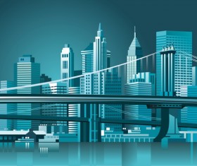 Modern city building design vector material 03