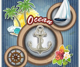 Ocean sail elements background vector