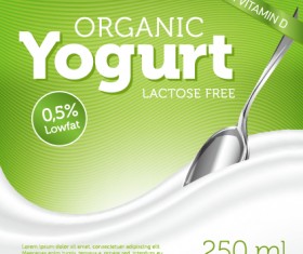 Organic yogurt advertising poster vector
