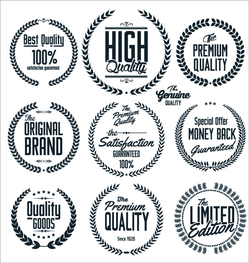 Ornate high quality labels vector 01