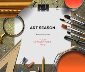 Paintbrush and art supplies vector background 02