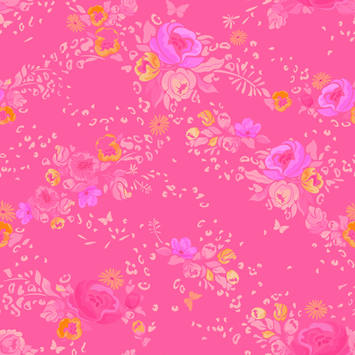Pink flower vector seamless pattern 02
