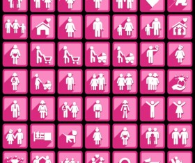 Pink people icons vector graphics