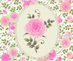 Pink rose pattern background vector material 01