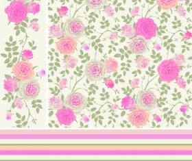 Pink rose pattern background vector material 02
