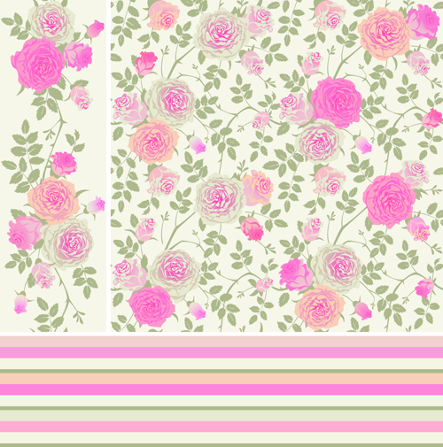 Pink rose pattern background vector material 02