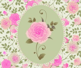 Pink rose pattern background vector material 03