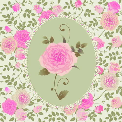 Pink rose pattern background vector material 03 free download