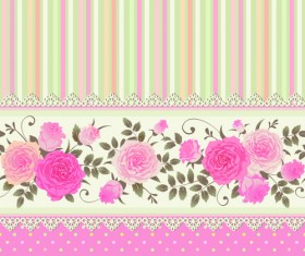 Pink rose pattern background vector material 05