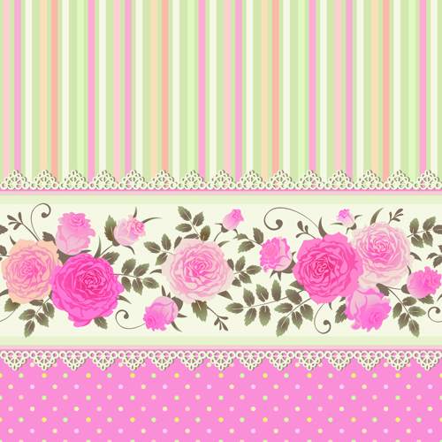 Pink rose pattern background vector material 05