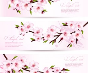 Pink sakura banner vector material