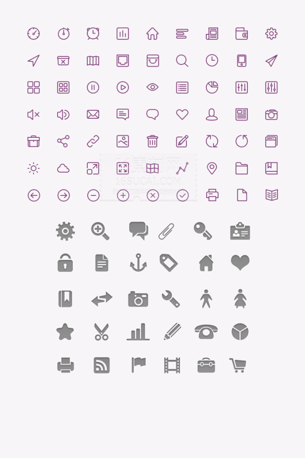 Purple with gray system creative icons