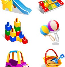 Realistic children toys creative design graphics 01