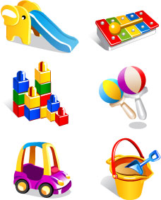 Realistic children toys creative design graphics 01