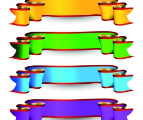 Red edge colored ribbon banner vector