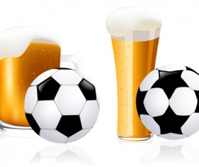 Refreshing beer with football vector