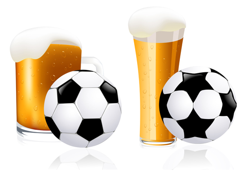 Refreshing beer with football vector