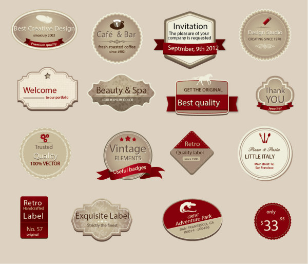 Restaurant retro labels with badge vector