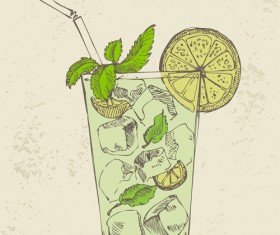 Retro cocktail design vector set 01