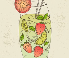 Retro cocktail design vector set 09