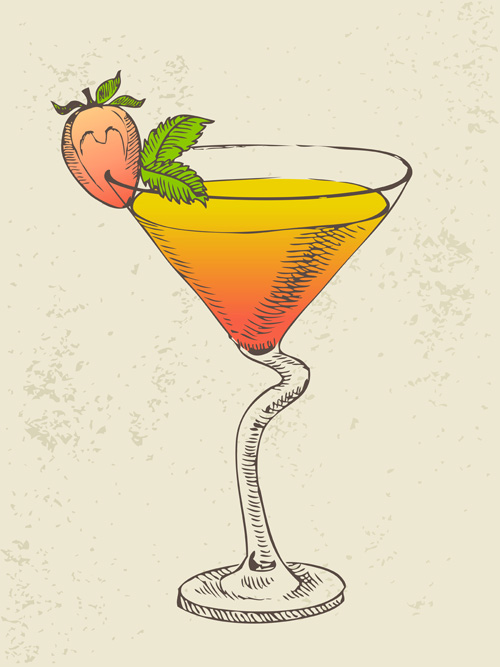 Retro cocktail design vector set 11