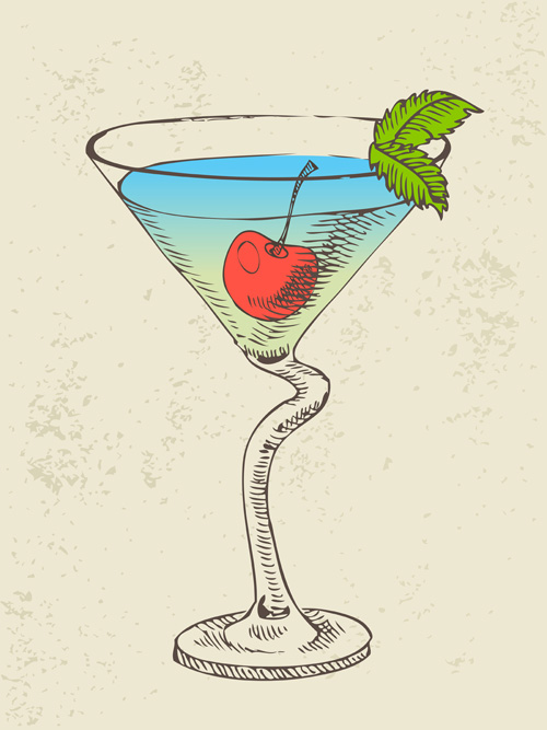 Retro cocktail design vector set 12