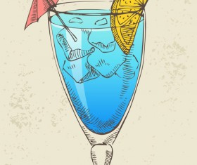 Retro cocktail design vector set 14