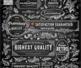 Retro dark frames and ornament elements vector 01