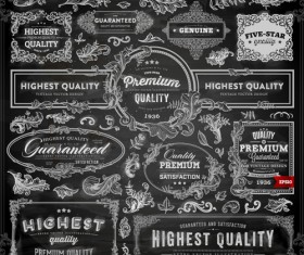 Retro dark frames and ornament elements vector 02