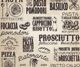 Retro food with pizza logos elements vector 02