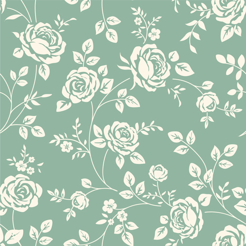 Retro roses seamless patterns design vector 03