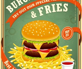 Retro vintage fast food poster design vector 03